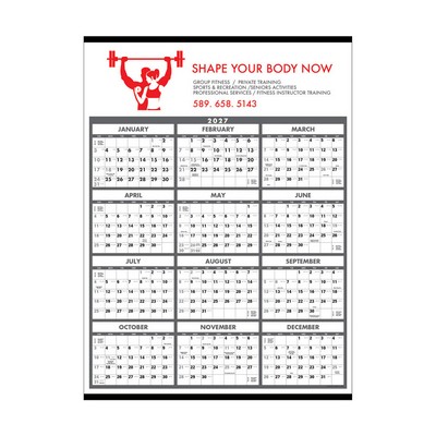 PCA 5750 Classic Black & White Memo Wall Planner